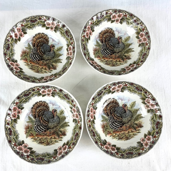 Myott Factory Queens Thanksgiving 4 Bowls Cereal Soup Salad Excellent Condition